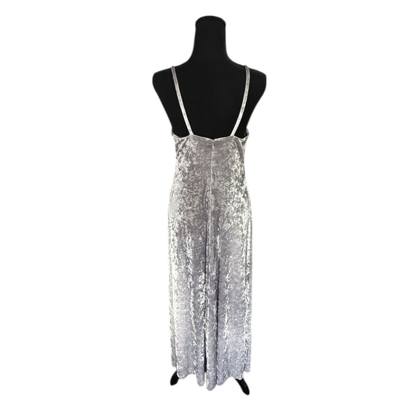 Calvin Klein Silver Crushed Velvet Slip Maxi Dress Y2K 90 Minimalist Party 10 H4 - Picture 3 of 10